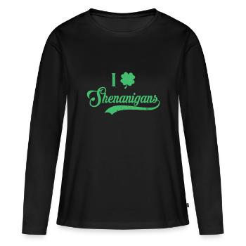 I Love Shenanigans Gemischtes Kleeblatt Kleeblatt St.Patric - Frauen Premium Bio Langarmshirt - Schwarz - Vorne - Julia (174cm)