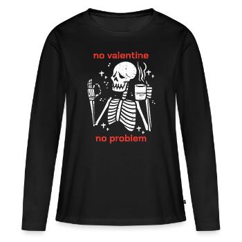 Squelette No Valetine No Problem Drôle Anti Valenti - T-shirt manches longues Premium bio Femme - noir - Devant - Julia (174cm)