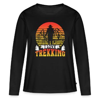 J’adore le trekking randonneurs - T-shirt manches longues Premium bio Femme - noir - Devant - Julia (174cm)