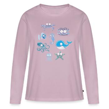 Wassertier Ozean Leben Meerestier - Frauen Premium Bio Langarmshirt - Altrosa - Vorne - Julia (174cm)