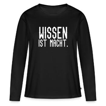 Wissen ist Macht - Frauen Premium Bio Langarmshirt - Schwarz - Vorne - Julia (174cm)