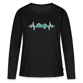 Étudier le rythme cardiaque - T-shirt manches longues Premium bio Femme - noir - Devant - Julia (174cm)