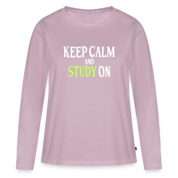 Study Saying - Women's Premium Organic Long Sleeve Shirt - dusky pink - Front - Julia (174cm)