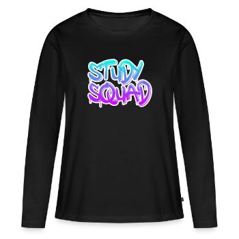 Équipe d’étude - T-shirt manches longues Premium bio Femme - noir - Devant - Julia (174cm)