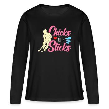 Field Hockey Chicks With Sticks Loves Goalkeeper - Women's Premium Organic Long Sleeve Shirt - black - Front - Julia (174cm)