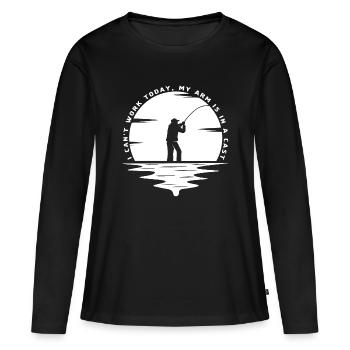 Fisherman Gift Ich kann heute nicht arbeiten, mein Arm ist in einem c - Frauen Premium Bio Langarmshirt - Schwarz - Vorne - Julia (174cm)