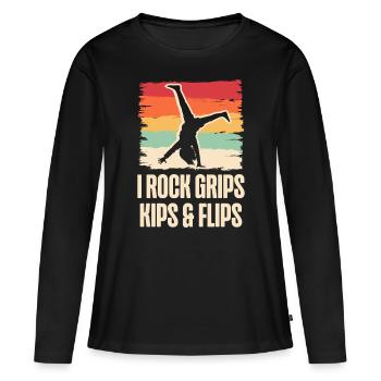 I Rock Grips Kipps And Flips Cartwheel Gymnast - T-shirt manches longues Premium bio Femme - noir - Devant - Julia (174cm)