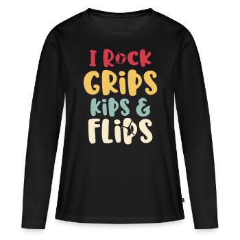 I Rock Grips Kipps And Flips Cartwheel Gymnast - T-shirt manches longues Premium bio Femme - noir - Devant - Julia (174cm)