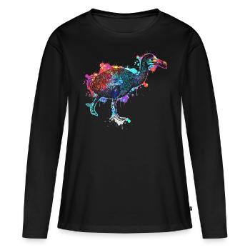 Dodo - oiseau disparu incapable de voler - T-shirt manches longues Premium bio Femme - noir - Devant - Julia (174cm)