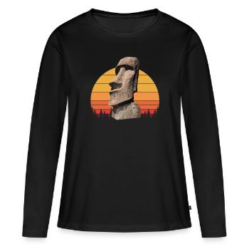 île de pâques moai, île de Pascua île de Pâques - T-shirt manches longues Premium bio Femme - noir - Devant - Julia (174cm)