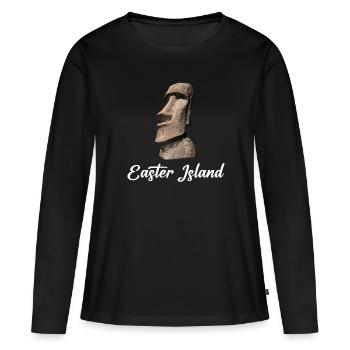île de pâques moai, île de Pascua île de Pâques - T-shirt manches longues Premium bio Femme - noir - Devant - Julia (174cm)