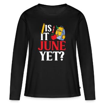 C’est déjà juin Rentrée Rentrée Rentrée - T-shirt manches longues Premium bio Femme - noir - Devant - Julia (174cm)