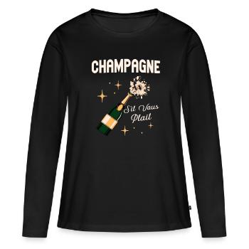 S’il Vous Plait Buveur - T-shirt manches longues Premium bio Femme - noir - Devant - Julia (174cm)