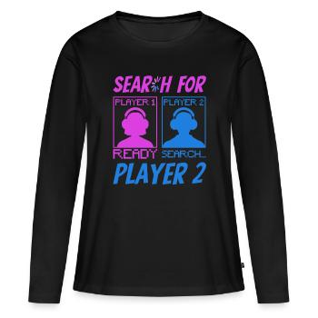 Gamer Girl Gaming Boy Multiplayer Spiele Zocken - Frauen Premium Bio Langarmshirt - Schwarz - Vorne - Julia (174cm)