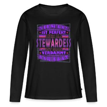 Stewardess - Frauen Premium Bio Langarmshirt - Schwarz - Vorne - Julia (174cm)