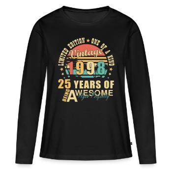 Millésime 1998 25ème Anniversaire Discours - T-shirt manches longues Premium bio Femme - noir - Devant - Julia (174cm)