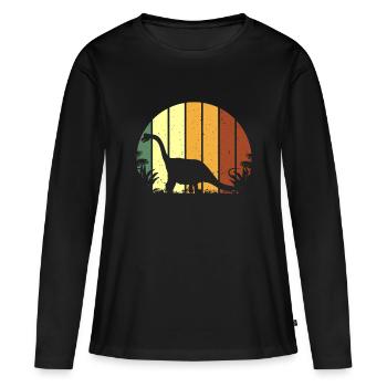 Retro Brontosaurus idea, Dinosaur Tee, Végétarien - T-shirt manches longues Premium bio Femme - noir - Devant - Julia (174cm)