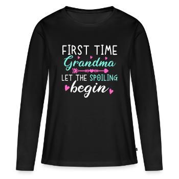Première fois que grand-mère a laissé le gâteau commencermommyune fois - T-shirt manches longues Premium bio Femme - noir - Devant - Julia (174cm)