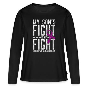 My Son's Fight is My Fight Epilepsy Awareness - Women's Premium Organic Long Sleeve Shirt - black - Front - Julia (174cm)