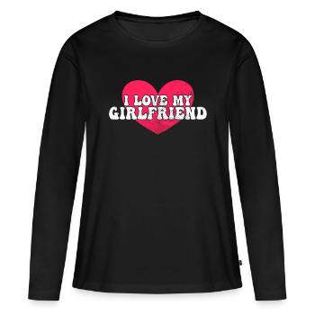 J’aime ma copine - T-shirt manches longues Premium bio Femme - noir - Devant - Julia (174cm)