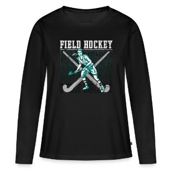 Field Hockey Floor Ball Hockey Goalie Goalkeeper - Women's Premium Organic Long Sleeve Shirt - black - Front - Julia (174cm)