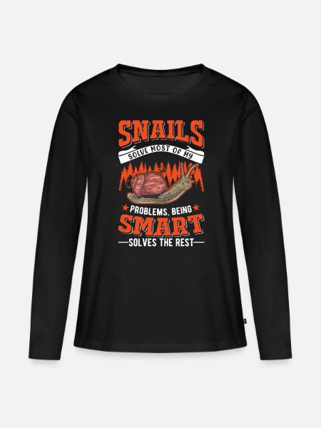Schnecke Geschenk Weinbergschnecke - Frauen Premium Bio Langarmshirt - Schwarz