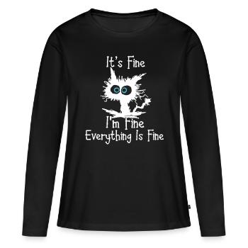 Des femmes en colère criant Je vais bien Tout va bien » - T-shirt manches longues Premium bio Femme - noir - Devant - Julia (174cm)
