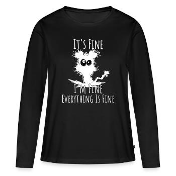 Drôle de chat noir c’est bien je vais bien tout est f - T-shirt manches longues Premium bio Femme - noir - Devant - Julia (174cm)