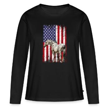 appaloosa equestrian horse - Frauen Premium Bio Langarmshirt - Schwarz - Vorne - Julia (174cm)