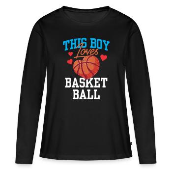 Ce garçon aime le basketteur - T-shirt manches longues Premium bio Femme - noir - Devant - Julia (174cm)