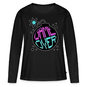 Game Over Retrogaming Pro Gamer Multiplayer Spiele - Frauen Premium Bio Langarmshirt - Schwarz - Vorne - Julia (174cm)