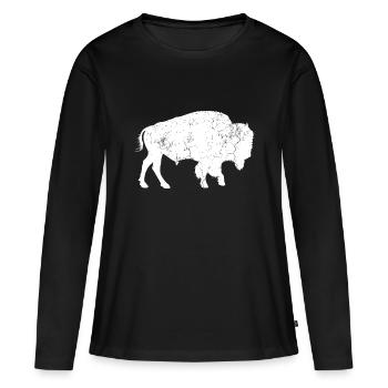 Distressed Buffalo Retro Bison Animal Lover idea M - Women's Premium Organic Long Sleeve Shirt - black - Front - Julia (174cm)