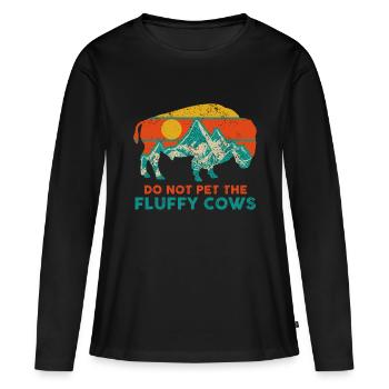 Ne pas caresser les vaches moelleuses drôle Bison National Pa - T-shirt manches longues Premium bio Femme - noir - Devant - Julia (174cm)