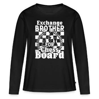 Échanger un frère contre un échiquier - T-shirt manches longues Premium bio Femme - noir - Devant - Julia (174cm)