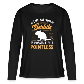 La vie sans rongeur gerbille Gerbille - T-shirt manches longues Premium bio Femme - noir - Devant - Julia (174cm)