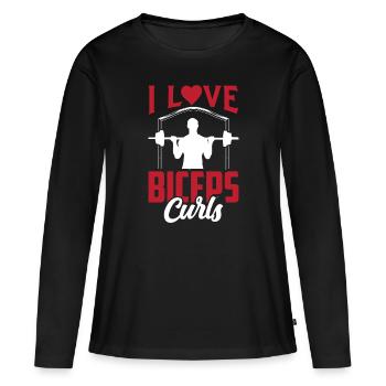 J’adore biceps boucles dictons muscles biceps - T-shirt manches longues Premium bio Femme - noir - Devant - Julia (174cm)