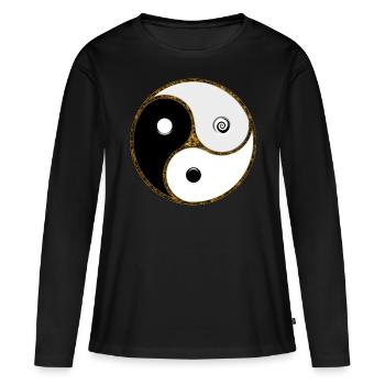 Triple Yin Yang, Gankyil, Tao, Bouddhisme Zen - T-shirt manches longues Premium bio Femme - noir - Devant - Julia (174cm)