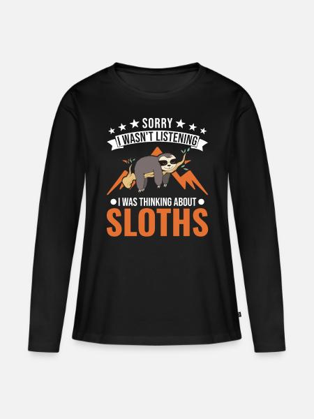 Faultier Liebhaber - Frauen Premium Bio Langarmshirt - Schwarz