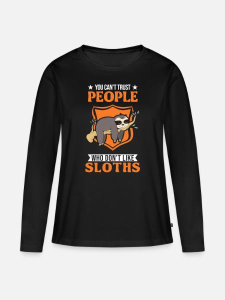Faultier Liebhaber - Frauen Premium Bio Langarmshirt - Schwarz