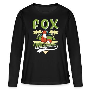 Renard chuchoteur Renard roux Renard chuchoteur - T-shirt manches longues Premium bio Femme - noir - Devant - Julia (174cm)