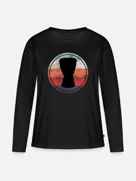 Djembé Player Drummer Music Drum Vintage Retro - T-shirt manches longues Premium bio Femme - noir