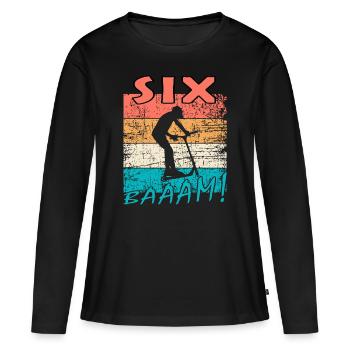 Scooter Stuntscooter 6. Geburtstag 6 - Frauen Premium Bio Langarmshirt - Schwarz - Vorne - Julia (174cm)