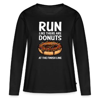 Lustiges Laufen für Männer Frauen Donut Ziellinie Mara - Frauen Premium Bio Langarmshirt - Schwarz - Vorne - Julia (174cm)