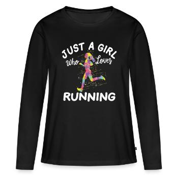 Just A Girl Who Loves Runningelegantquoteschristma - Women's Premium Organic Long Sleeve Shirt - black - Front - Julia (174cm)