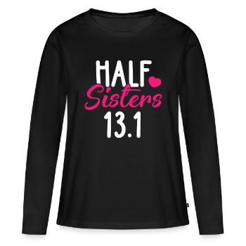 Laufshirt Halbschwestern 13.1 Marathon T-Shirts Chri - Frauen Premium Bio Langarmshirt - Schwarz - Vorne - Julia (174cm)