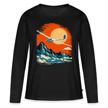 Segelfliegen Segelflugzeug Thermik Retro Vintage - Frauen Premium Bio Langarmshirt - Schwarz - Vorne - Julia (174cm)