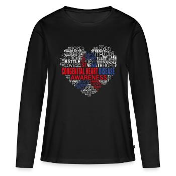 Sensibilisation aux maladies coronariennes Lutte contre les maladies cardiaques Soutien à l’espoir - T-shirt manches longues Premium bio Femme - noir - Devant - Julia (174cm)