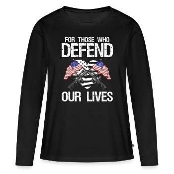 Soldier For Those Who Defend Our Lives Military - Women's Premium Organic Long Sleeve Shirt - black - Front - Julia (174cm)