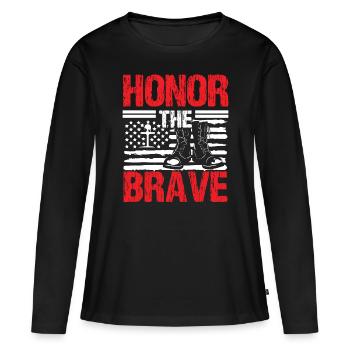Soldier Honor The Brave Military Army Veteran - Women's Premium Organic Long Sleeve Shirt - black - Front - Julia (174cm)