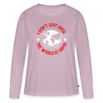 Soldat n’abandonne pas jusqu’à ce que le monde soit sauvé Militär - T-shirt manches longues Premium bio Femme - rose poudré - Devant - Julia (174cm)